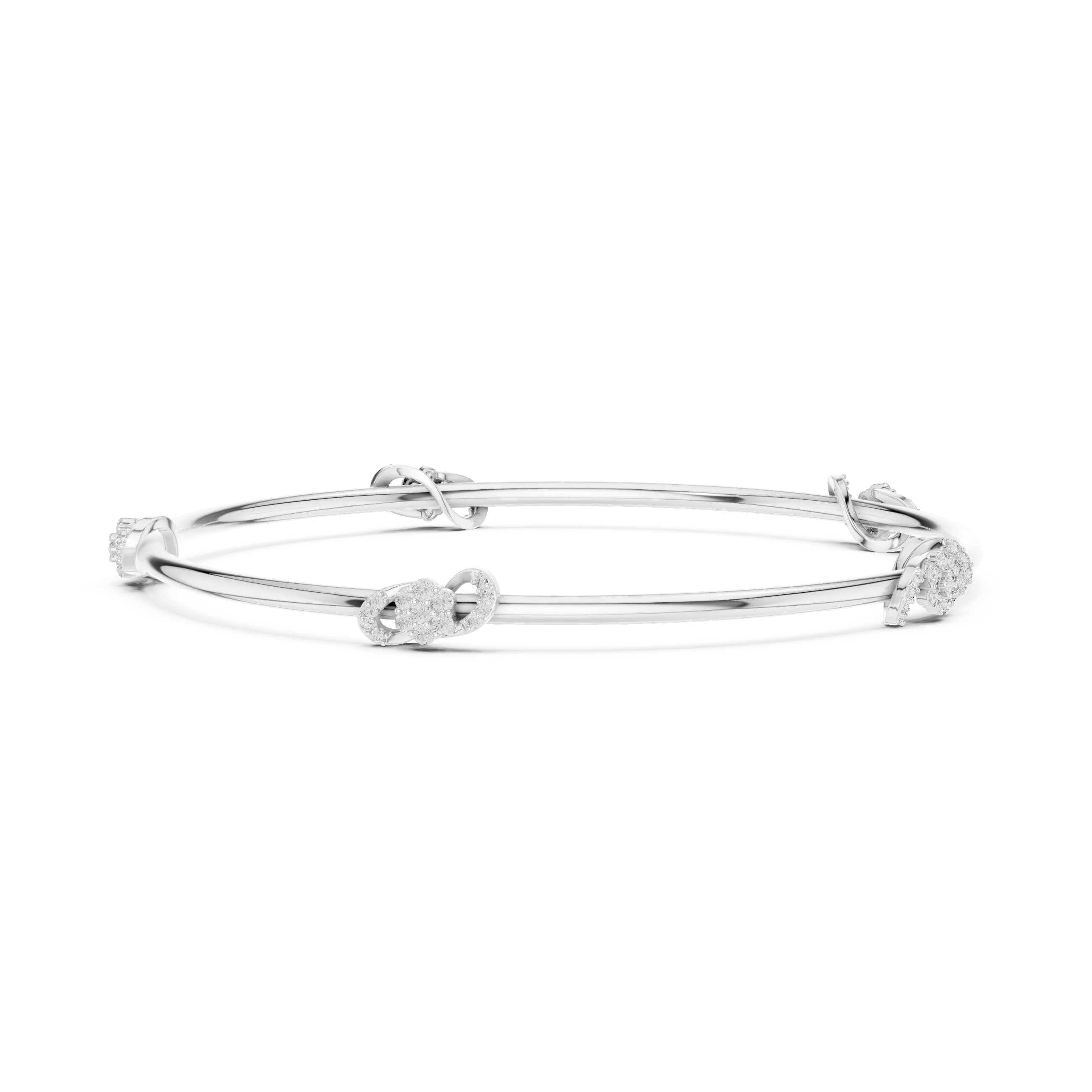 Top View: Round Diamond Bracelet with Cluster Setting in 14k White Gold - Lab Grown - Driona Jewels