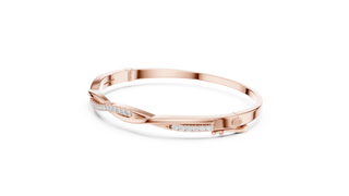 Flat-Lay: Round Diamond Bracelet with Pave Setting in 14k Rose Gold - Lab Grown - Driona Jewels