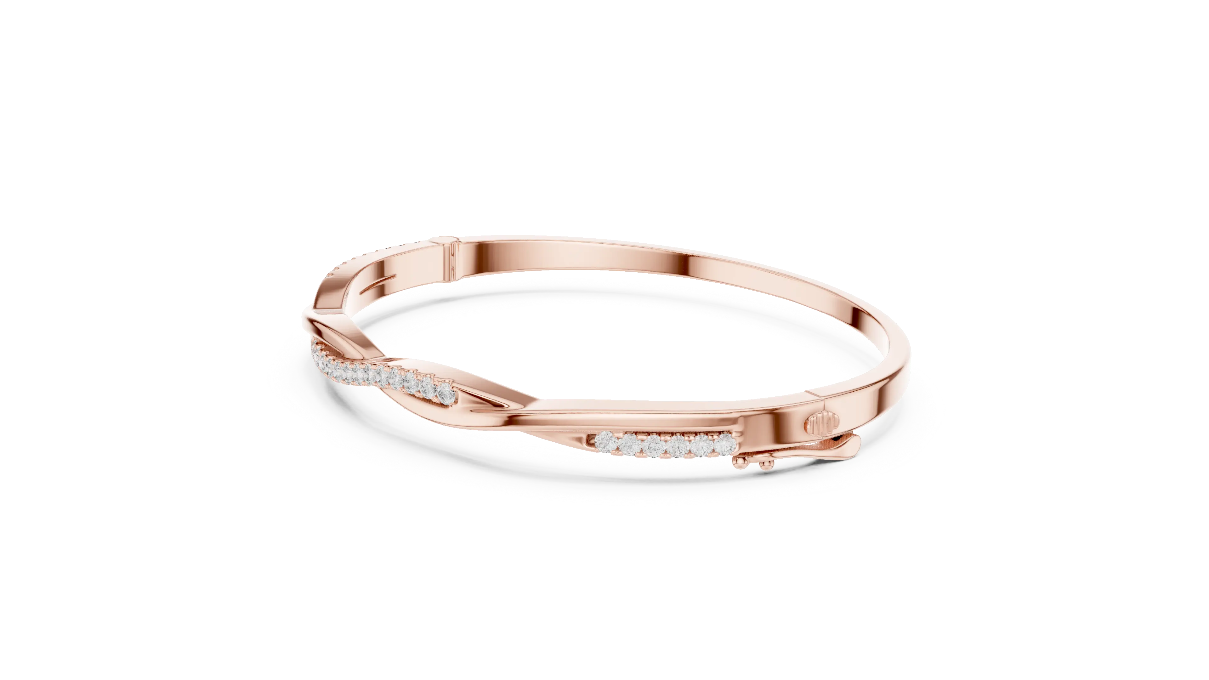 Flat-Lay: Round Diamond Bracelet with Pave Setting in 14k Rose Gold - Lab Grown - Driona Jewels