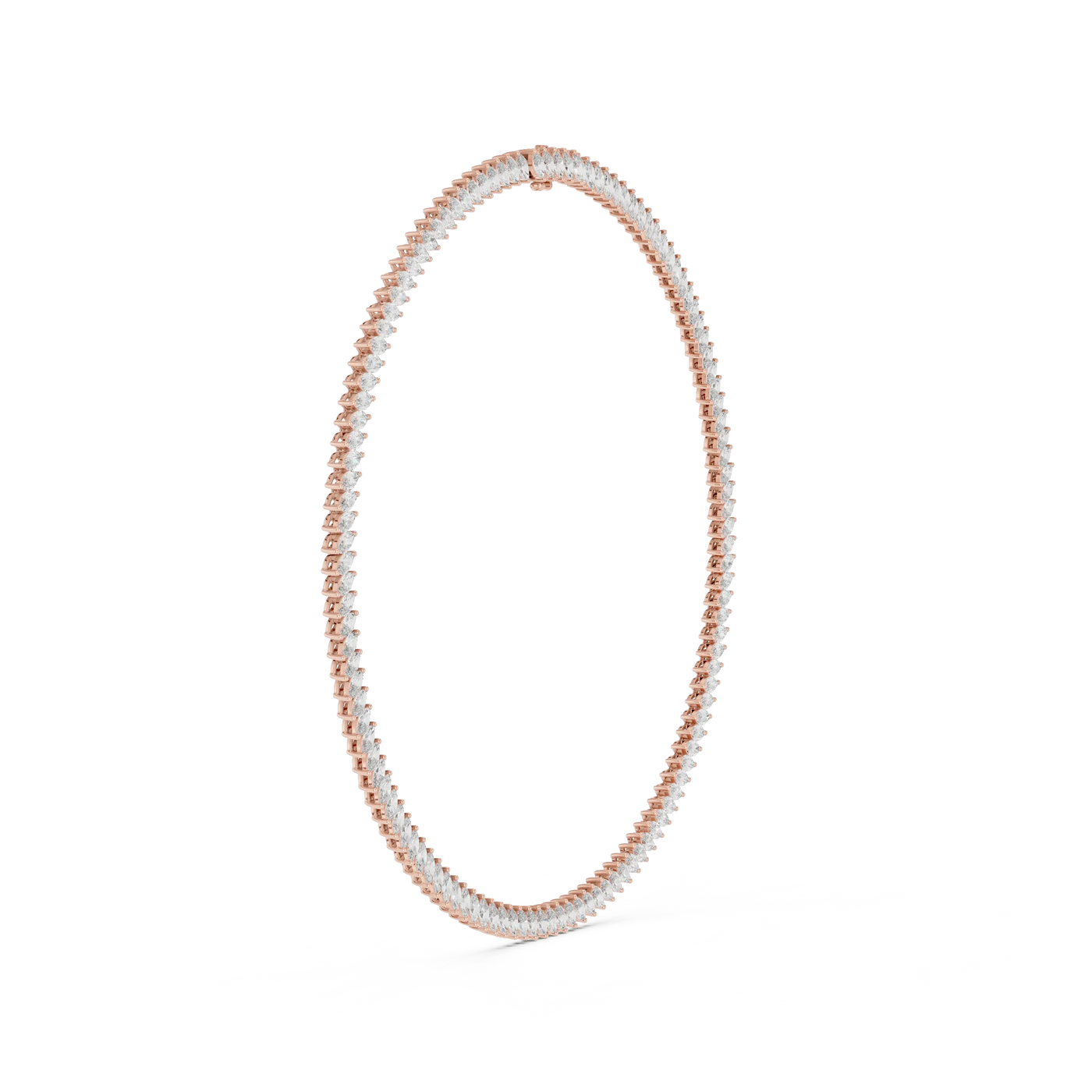 Flat Lay: Round Diamond Bracelet with Pave Setting in 14k Rose Gold - Lab Grown - Driona Jewels