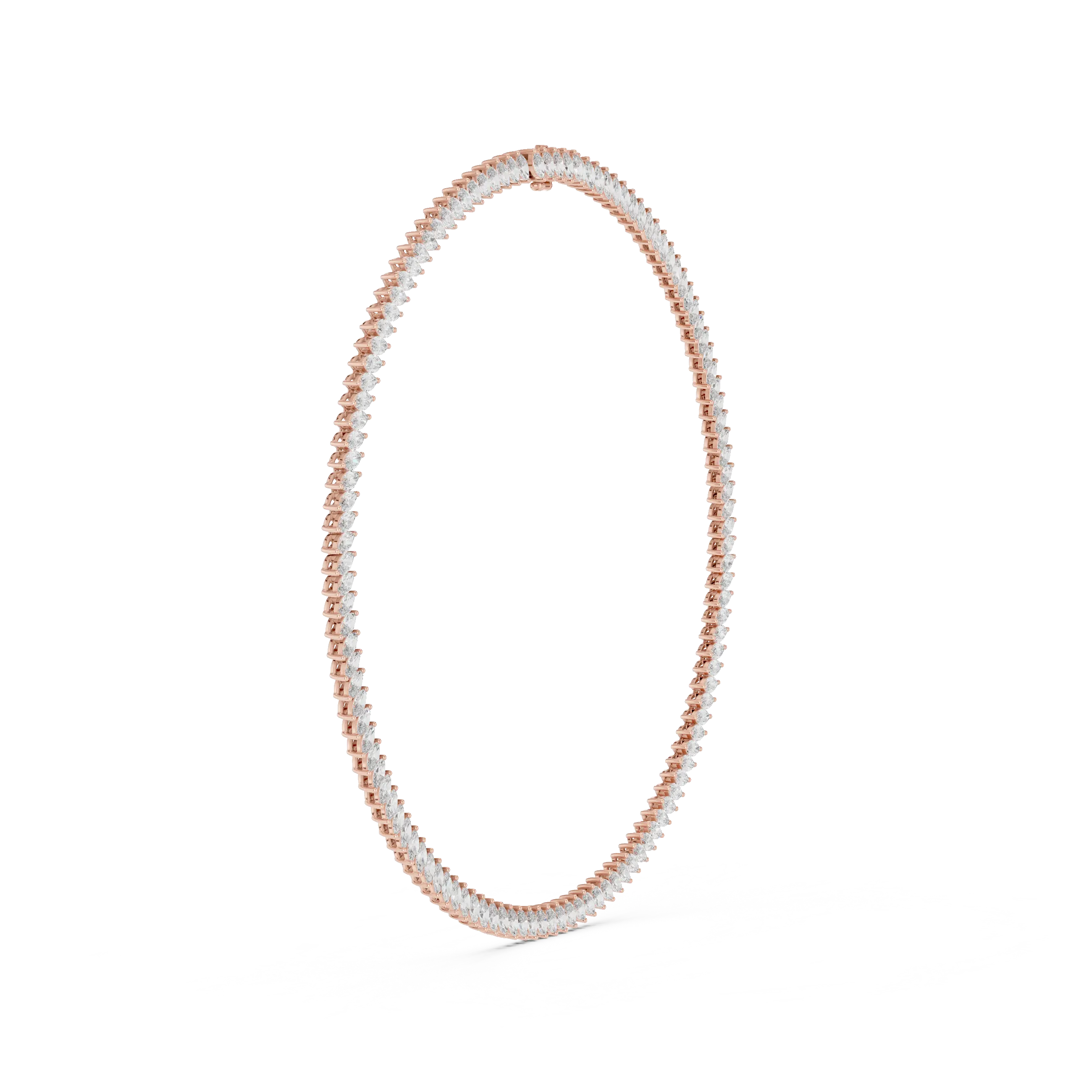 Flat Lay: Round Diamond Bracelet with Pave Setting in 14k Rose Gold - Lab Grown - Driona Jewels