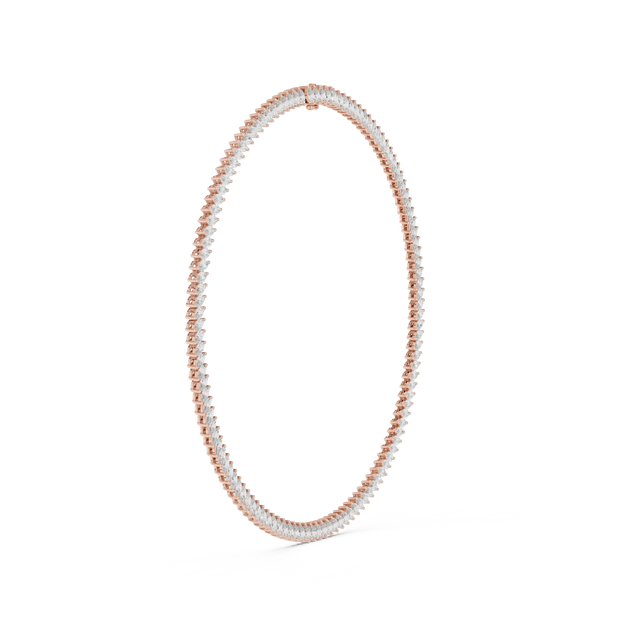 Flat Lay: Round Diamond Bracelet with Pave Setting in 14k Rose Gold - Lab Grown - Driona Jewels