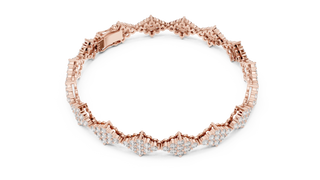 Flat Lay: Round Diamond Bracelet with Pave Setting in 14k Rose Gold - Lab Grown - Driona Jewels