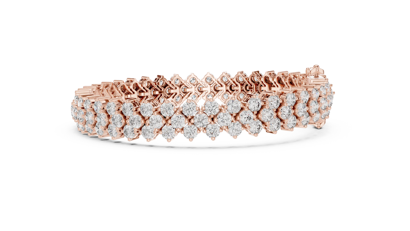 Front View: Round Diamond Bracelet with Pave Setting in 14k Rose Gold - Lab Grown - Driona Jewels