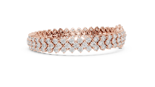 Front View: Round Diamond Bracelet with Pave Setting in 14k Rose Gold - Lab Grown - Driona Jewels