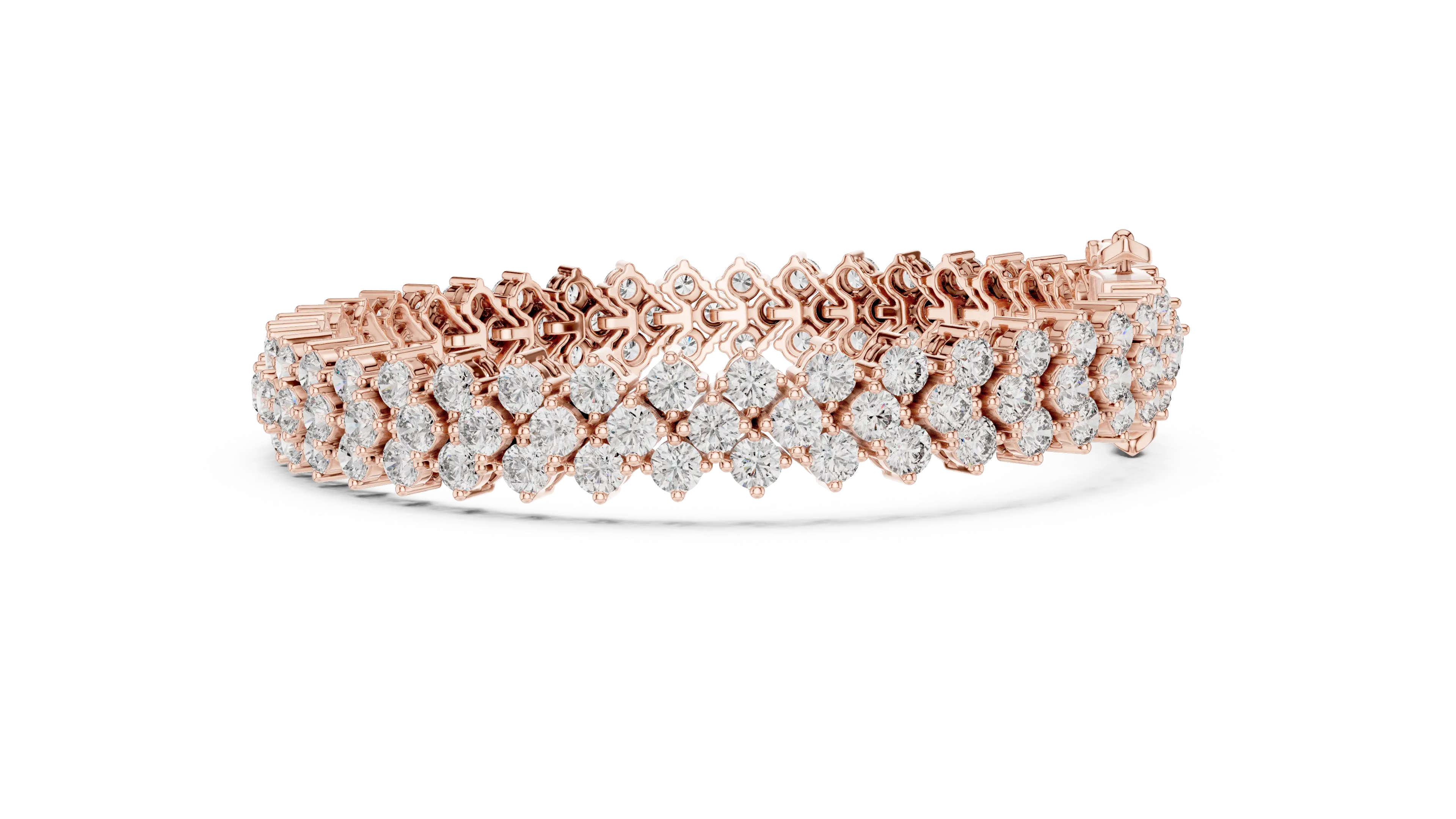 Front View: Round Diamond Bracelet with Pave Setting in 14k Rose Gold - Lab Grown - Driona Jewels