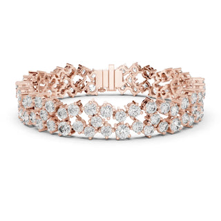 Front View: Round Diamond Bracelet with Pave Setting in 14k Rose Gold - Lab Grown - Driona Jewels