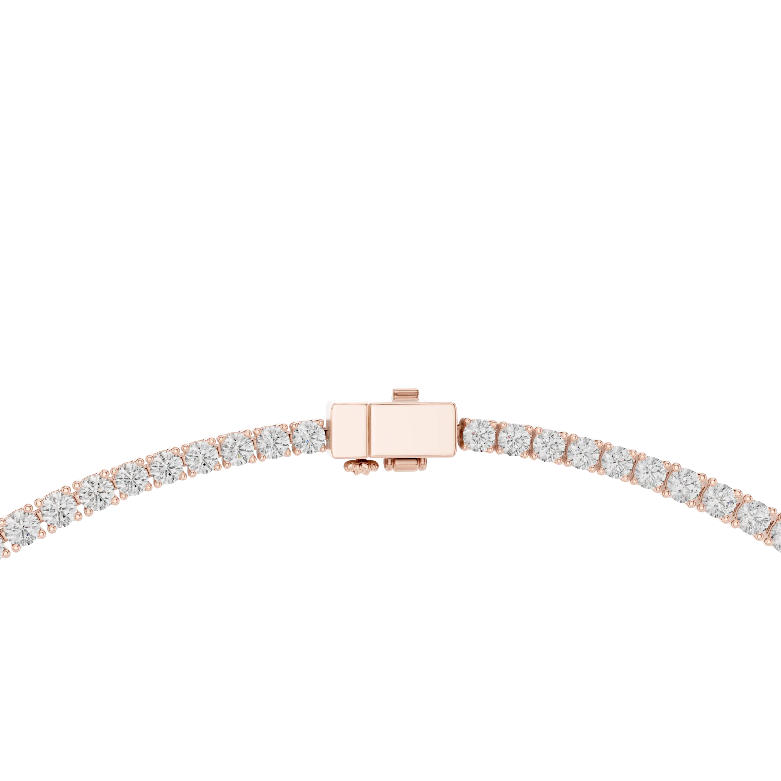 Front View: Round Diamond Bracelet with Pave Setting in 14k Rose Gold - Lab Grown - Driona Jewels