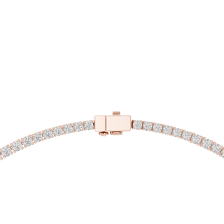 Front View: Round Diamond Bracelet with Pave Setting in 14k Rose Gold - Lab Grown - Driona Jewels