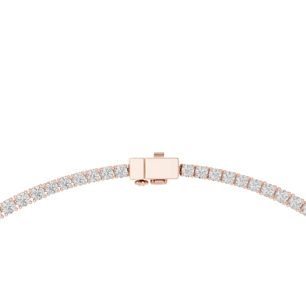 Front View: Round Diamond Bracelet with Pave Setting in 14k Rose Gold - Lab Grown - Driona Jewels