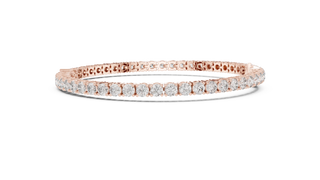 Front View: Round Diamond Bracelet with Pave Setting in 14k Rose Gold - Lab Grown - Driona Jewels