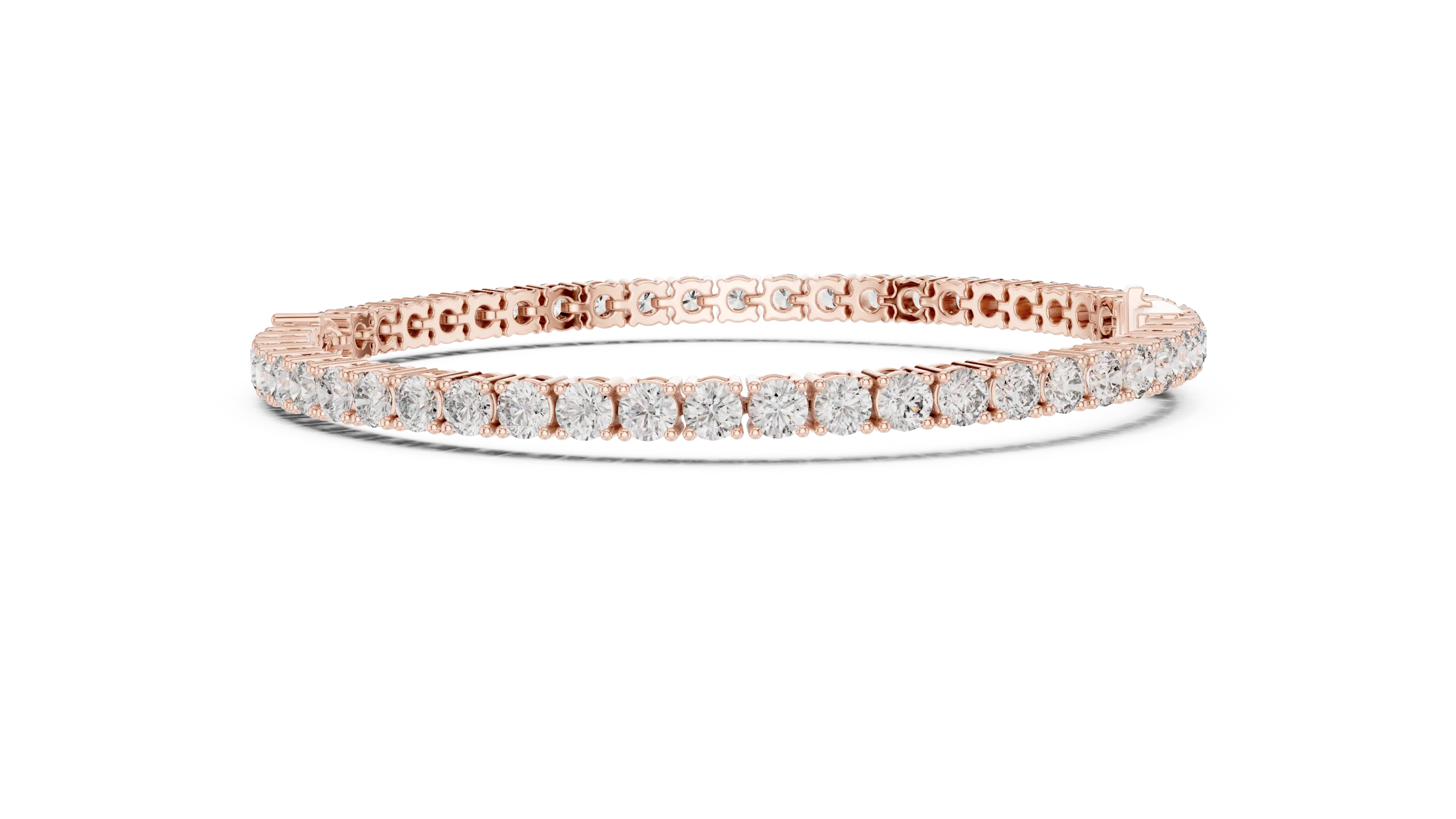 Front View: Round Diamond Bracelet with Pave Setting in 14k Rose Gold - Lab Grown - Driona Jewels