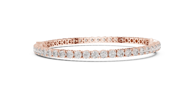 Front View: Round Diamond Bracelet with Pave Setting in 14k Rose Gold - Lab Grown - Driona Jewels