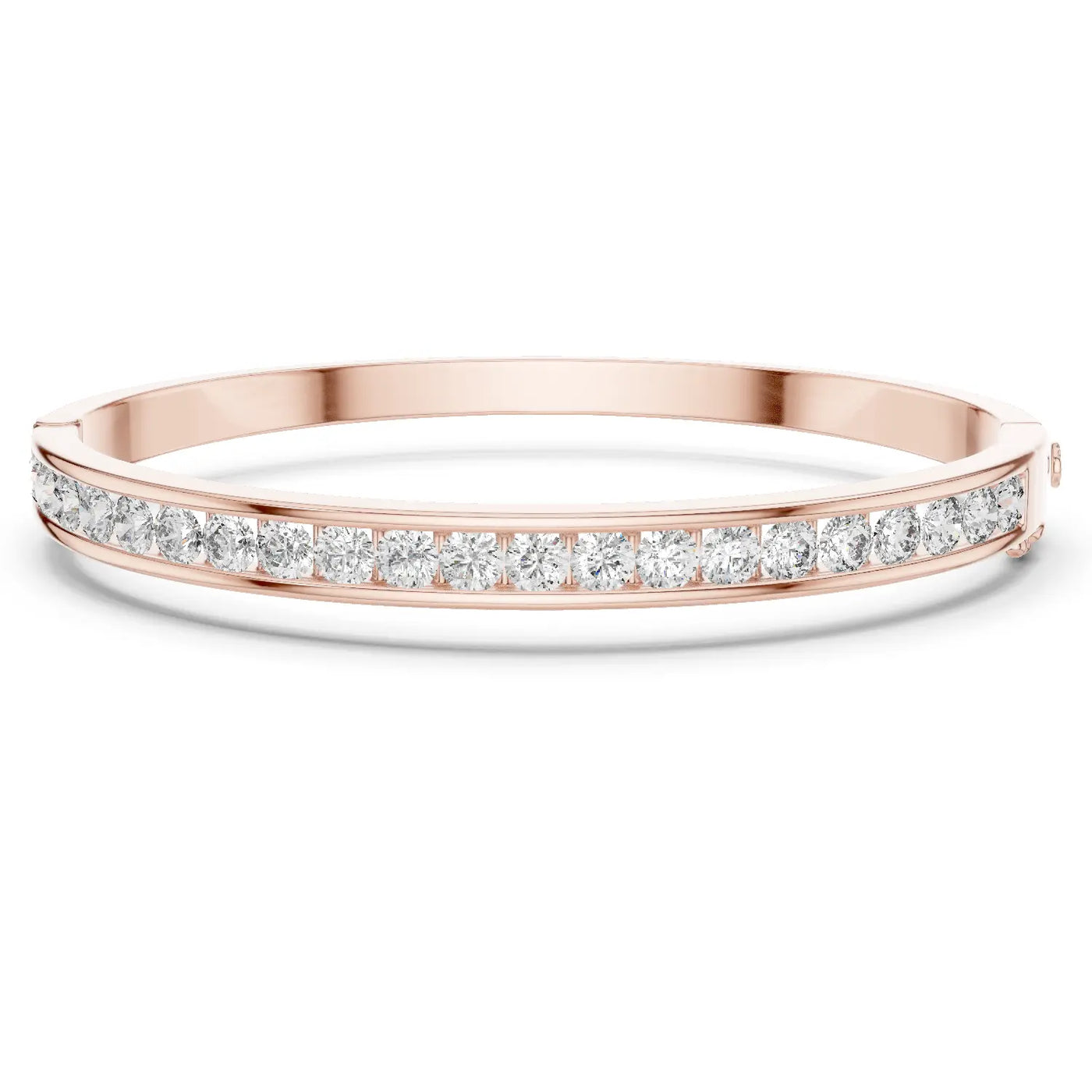 Front View: Round Diamond Bracelet with Pave Setting in 14k Rose Gold - Lab Grown - Driona Jewels