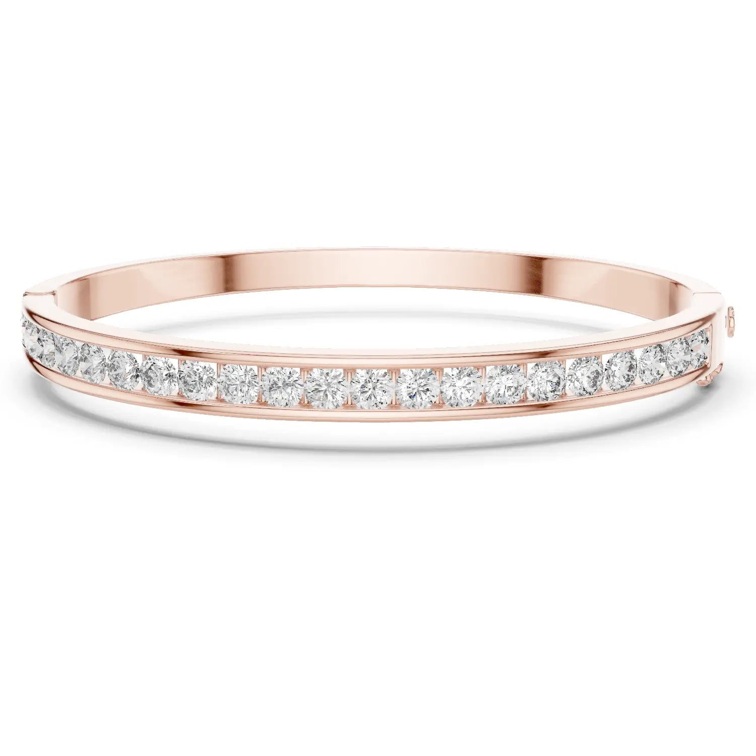 Front View: Round Diamond Bracelet with Pave Setting in 14k Rose Gold - Lab Grown - Driona Jewels