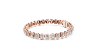 Front View: Round Diamond Bracelet with Pave Setting in 14k Rose Gold - Lab Grown - Driona Jewels