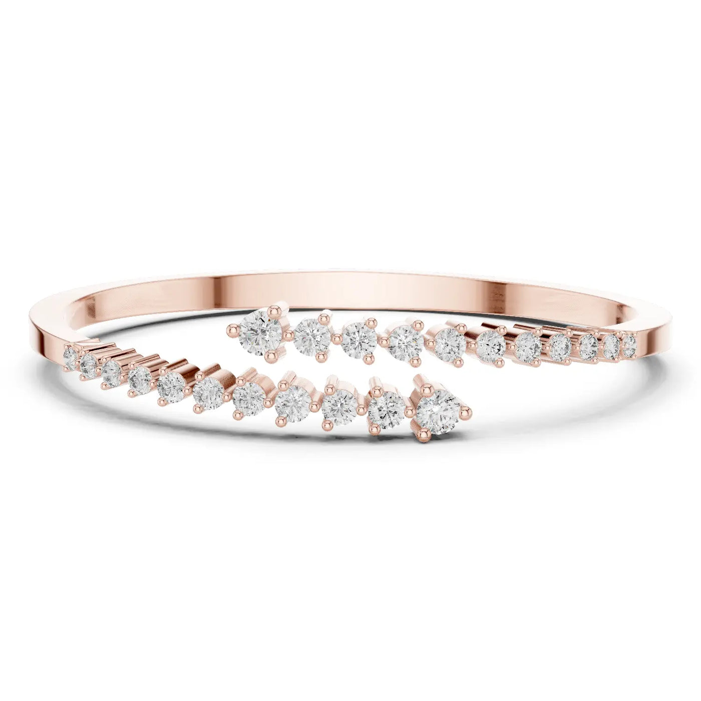 Front View: Round Diamond Bracelet with Pave Setting in 14k Rose Gold - Lab Grown - Driona Jewels