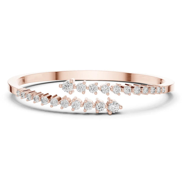 Front View: Round Diamond Bracelet with Pave Setting in 14k Rose Gold - Lab Grown - Driona Jewels