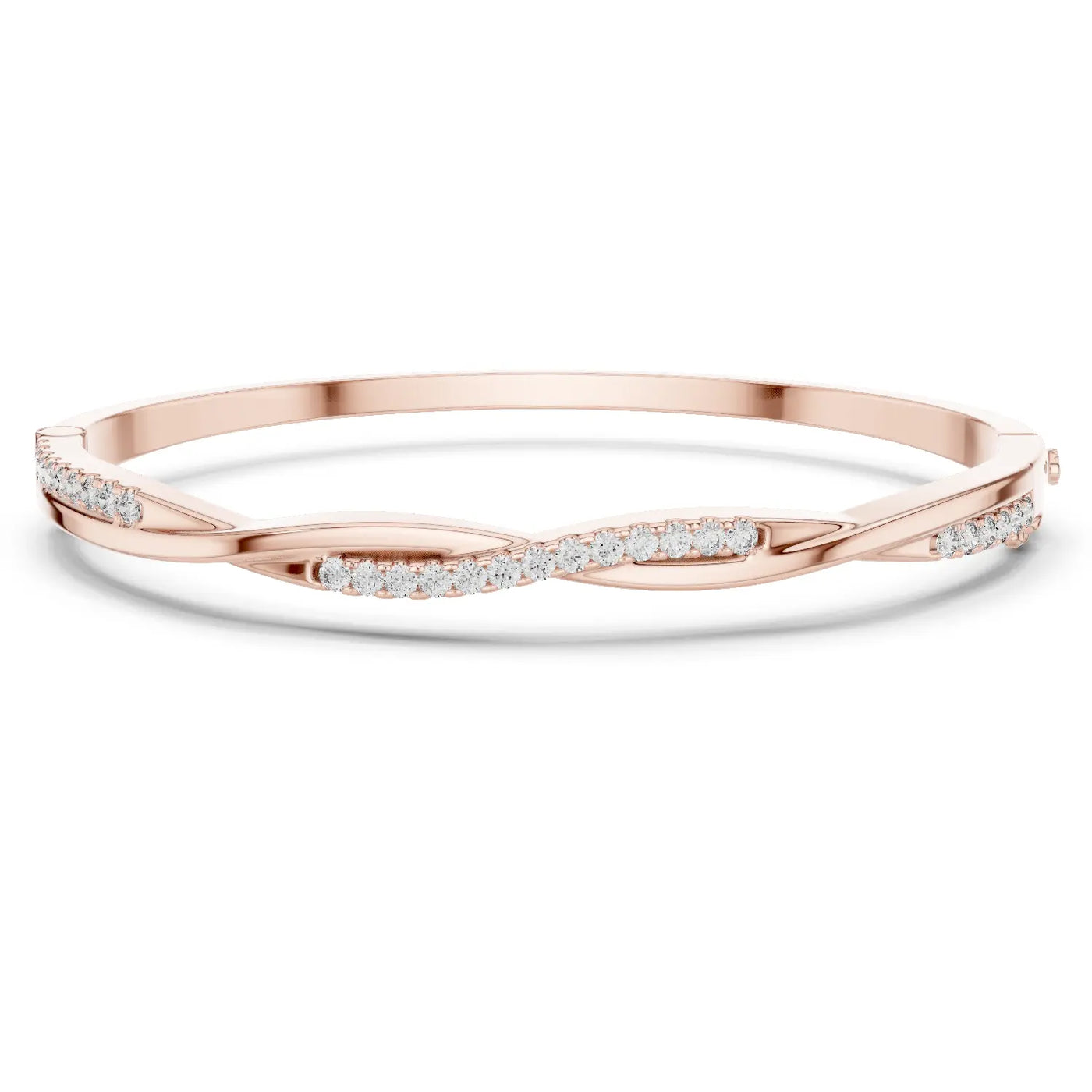 Front-View: Round Diamond Bracelet with Pave Setting in 14k Rose Gold - Lab Grown - Driona Jewels