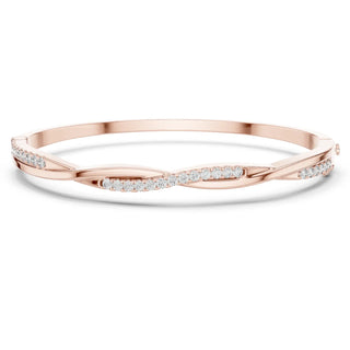 Front-View: Round Diamond Bracelet with Pave Setting in 14k Rose Gold - Lab Grown - Driona Jewels