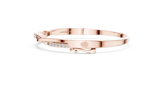 Three-quarter View: Round Diamond Bracelet with Pave Setting in 14k Rose Gold - Lab Grown - Driona Jewels