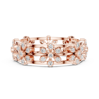 Top View: Round Diamond Bracelet with Pave Setting in 14k Rose Gold - Lab Grown - Driona Jewels