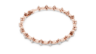 Top View: Round Diamond Bracelet with Pave Setting in 14k Rose Gold - Lab Grown - Driona Jewels