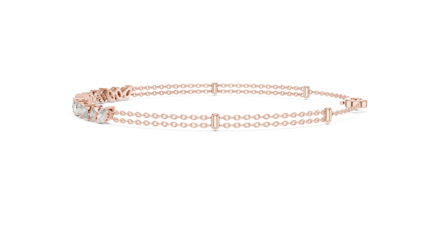 Top View: Round Diamond Bracelet with Pave Setting in 14k Rose Gold - Lab Grown - Driona Jewels