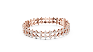 Top View: Round Diamond Bracelet with Pave Setting in 14k Rose Gold - Lab Grown - Driona Jewels