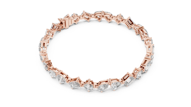 Top View: Round Diamond Bracelet with Pave Setting in 14k Rose Gold - Lab Grown - Driona Jewels