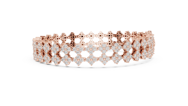Top View: Round Diamond Bracelet with Pave Setting in 14k Rose Gold - Lab Grown - Driona Jewels