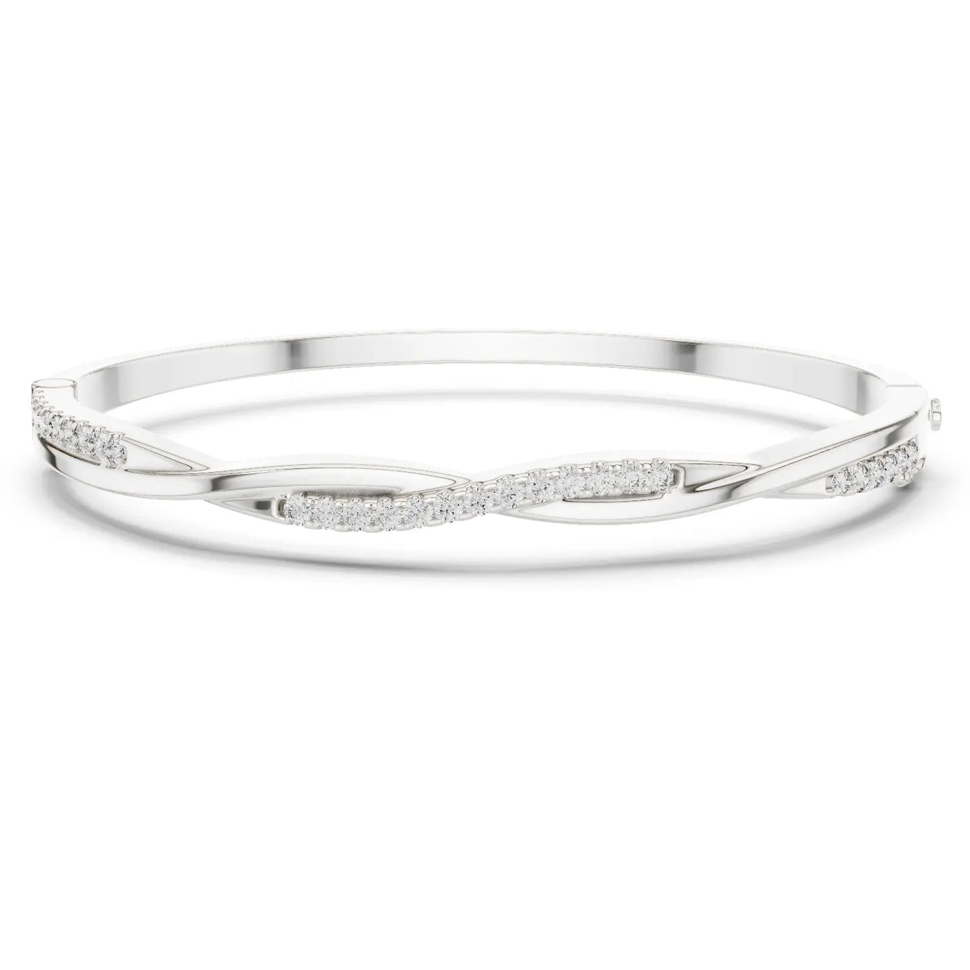 Front View: Round Diamond Bracelet with Pave Setting in 925 Silver - Lab Grown - Driona Jewels