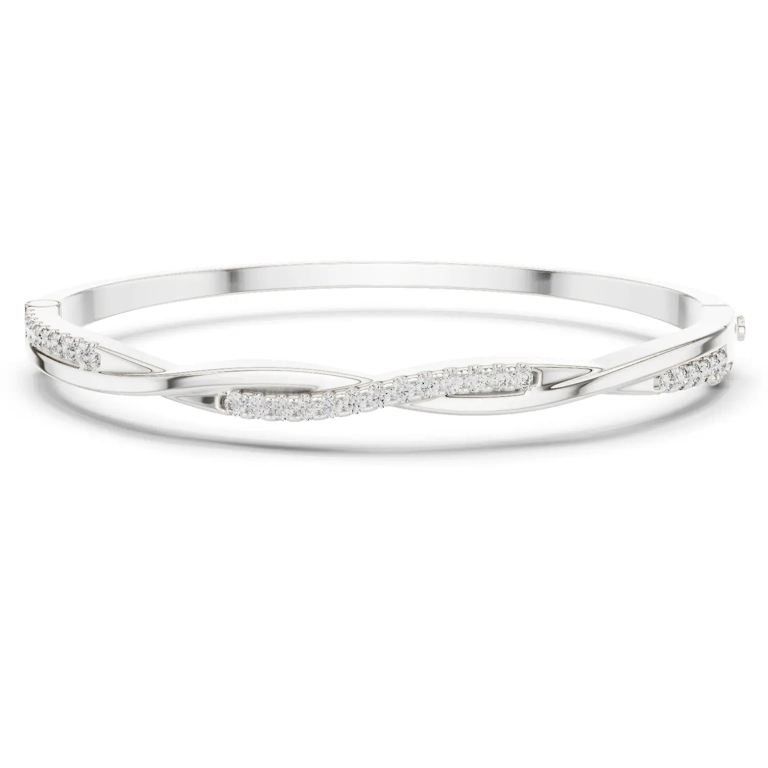 Front View: Round Diamond Bracelet with Pave Setting in 925 Silver - Lab Grown - Driona Jewels