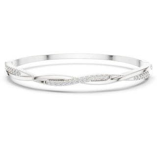 Front View: Round Diamond Bracelet with Pave Setting in 925 Silver - Lab Grown - Driona Jewels