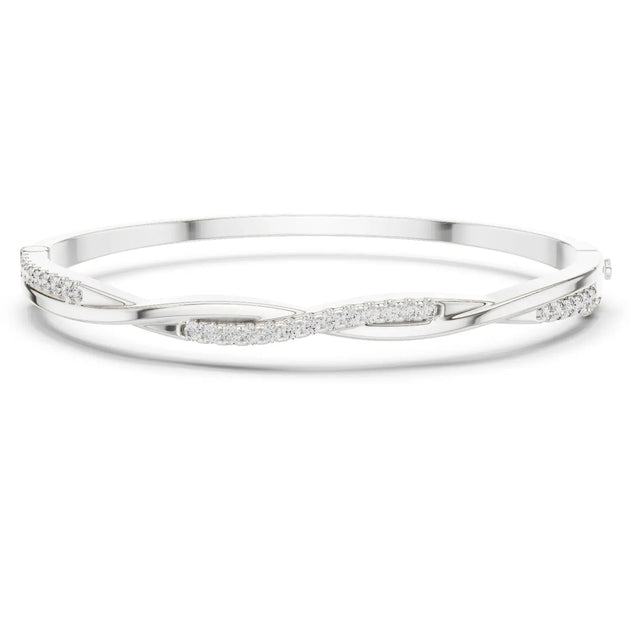 Front View: Round Diamond Bracelet with Pave Setting in 925 Silver - Lab Grown - Driona Jewels