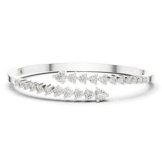 Front View: Round Diamond Bracelet with Pave Setting in 14k White Gold - Lab Grown - Driona Jewels