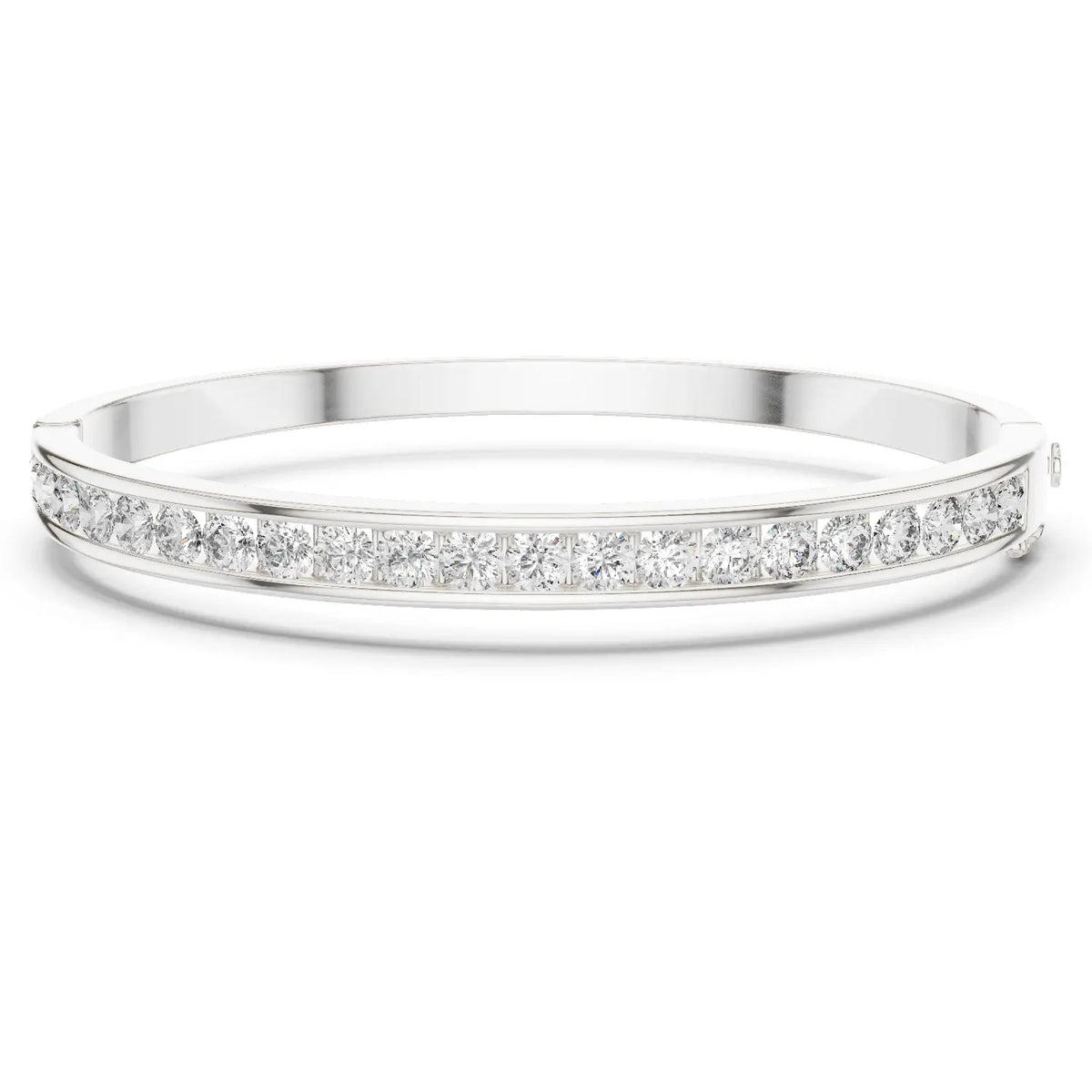 Front View: Round Diamond Bracelet with Pave Setting in 14k White Gold - Lab Grown - Driona Jewels