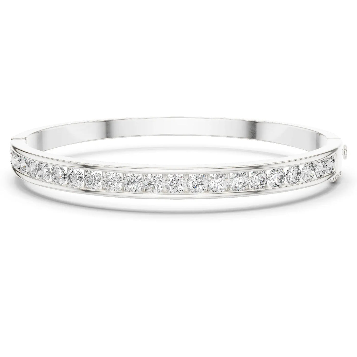 Front View: Round Diamond Bracelet with Pave Setting in 14k White Gold - Lab Grown - Driona Jewels