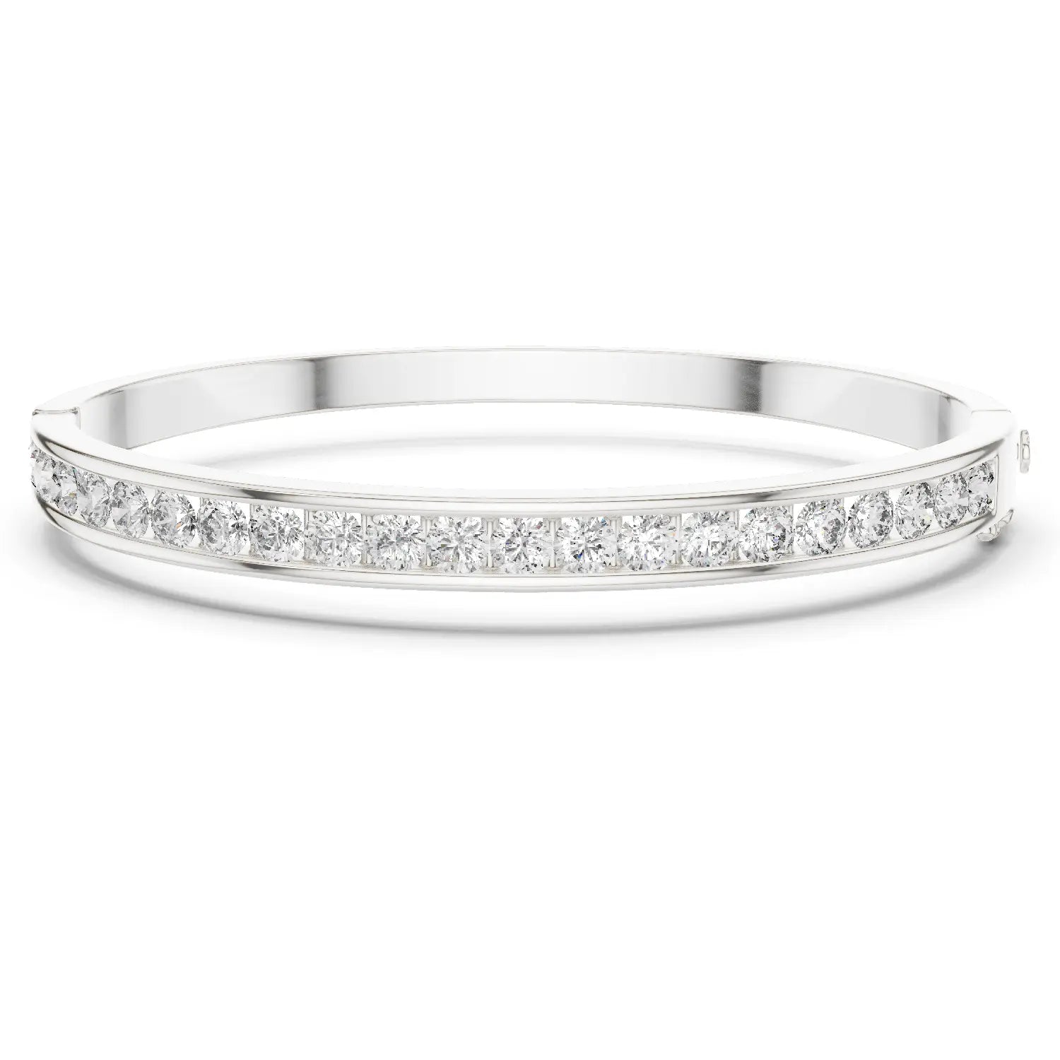 Front View: Round Diamond Bracelet with Pave Setting in 14k White Gold - Lab Grown - Driona Jewels