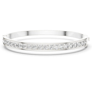 Front View: Round Diamond Bracelet with Pave Setting in 14k White Gold - Lab Grown - Driona Jewels