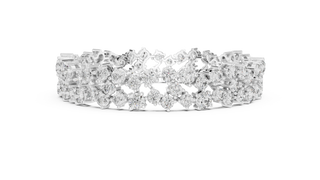 Front-View: Round Diamond Bracelet with Pave Setting in 14k White Gold - Lab Grown - Driona Jewels