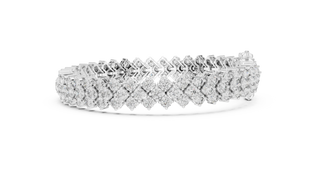 Side-Profile: Round Diamond Bracelet with Pave Setting in 14k White Gold - Lab Grown - Driona Jewels