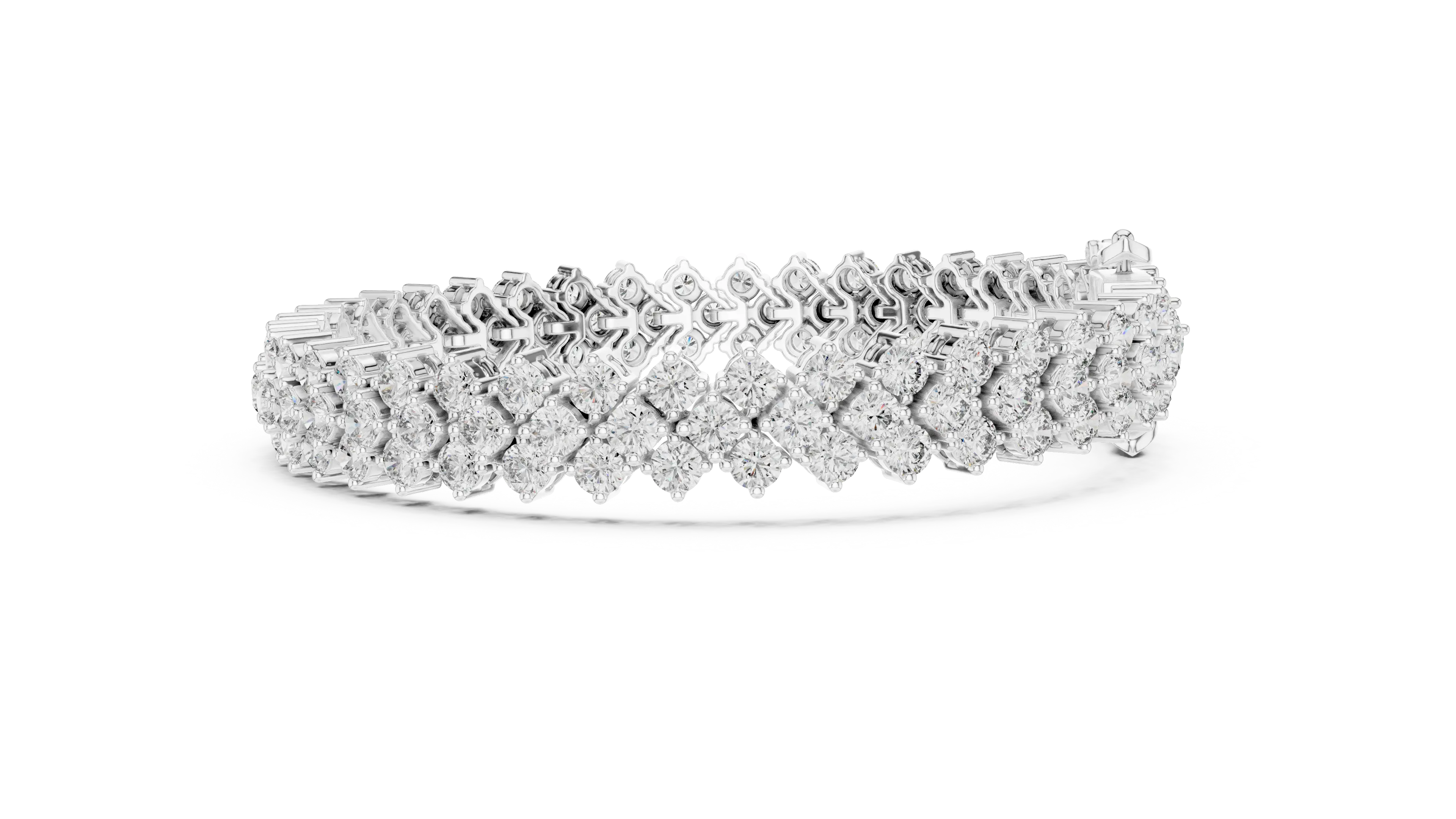 Side-Profile: Round Diamond Bracelet with Pave Setting in 14k White Gold - Lab Grown - Driona Jewels