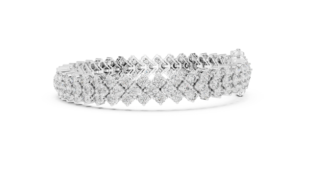 Side-Profile: Round Diamond Bracelet with Pave Setting in 14k White Gold - Lab Grown - Driona Jewels