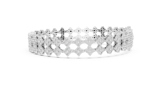 Side-Profile: Round Diamond Bracelet with Pave Setting in 14k White Gold - Lab Grown - Driona Jewels