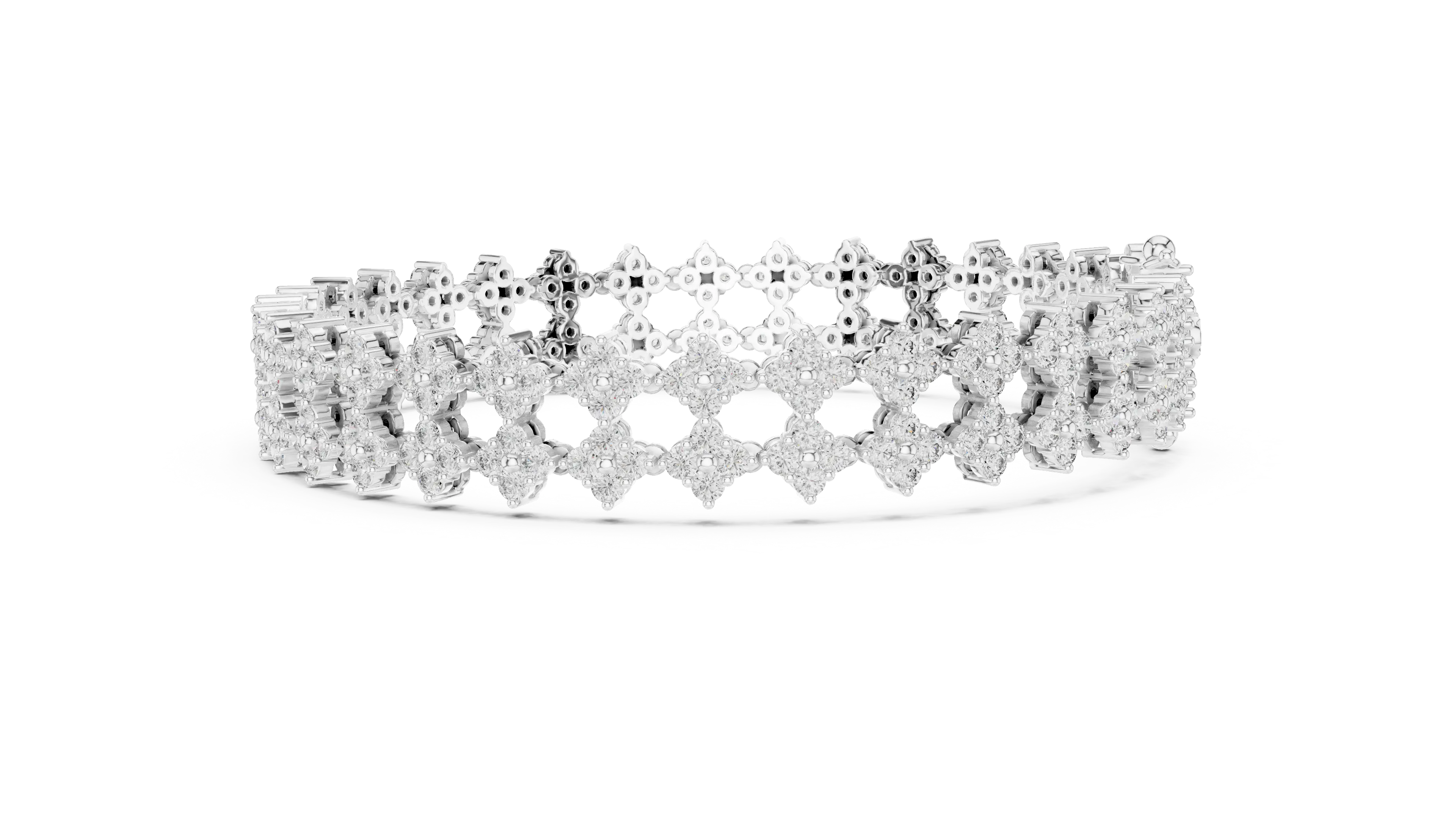 Side-Profile: Round Diamond Bracelet with Pave Setting in 14k White Gold - Lab Grown - Driona Jewels