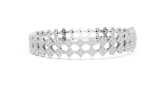 Side-Profile: Round Diamond Bracelet with Pave Setting in 14k White Gold - Lab Grown - Driona Jewels