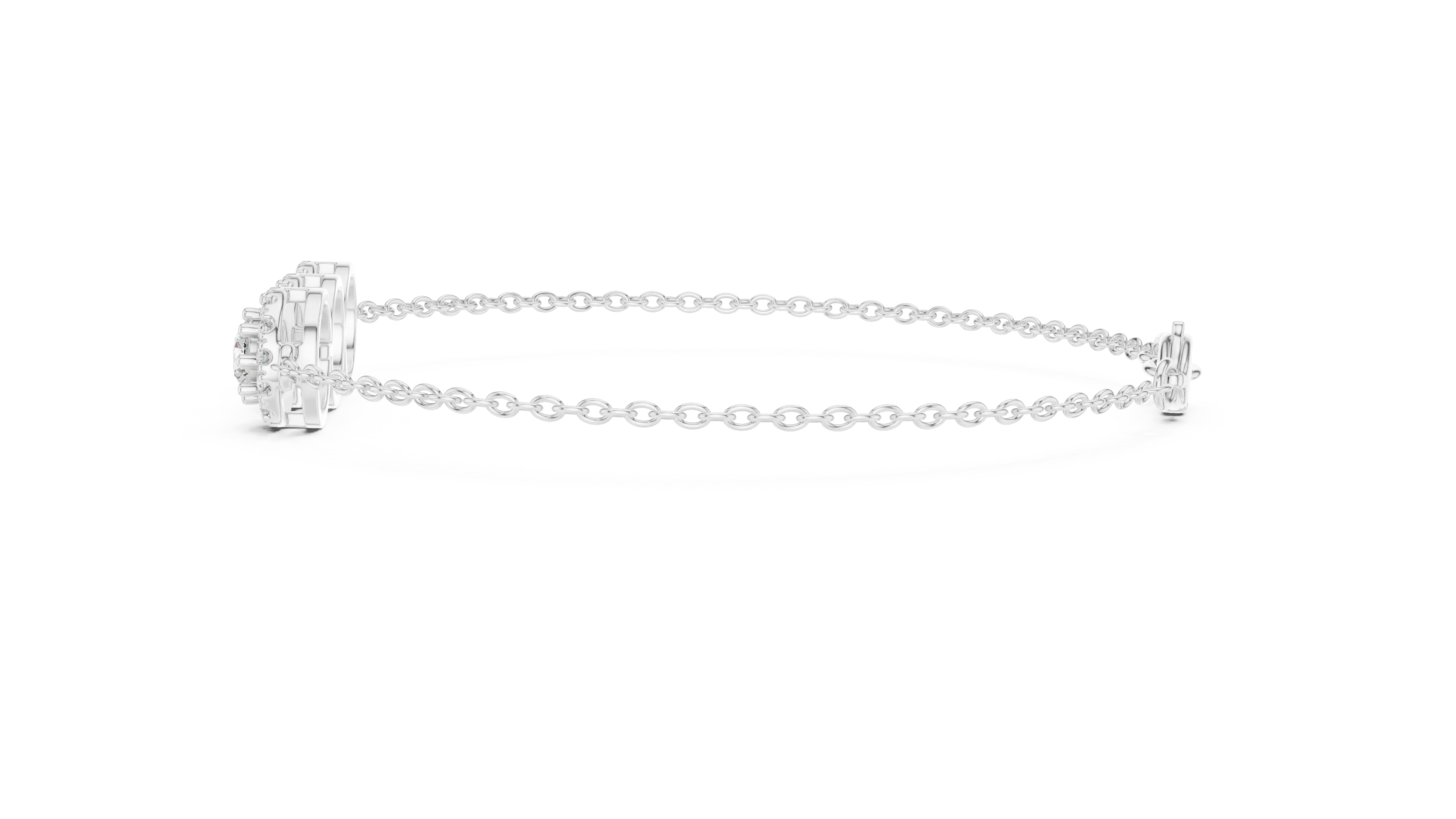 Side-Profile: Round Diamond Bracelet with Pave Setting in 14k White Gold - Lab Grown - Driona Jewels