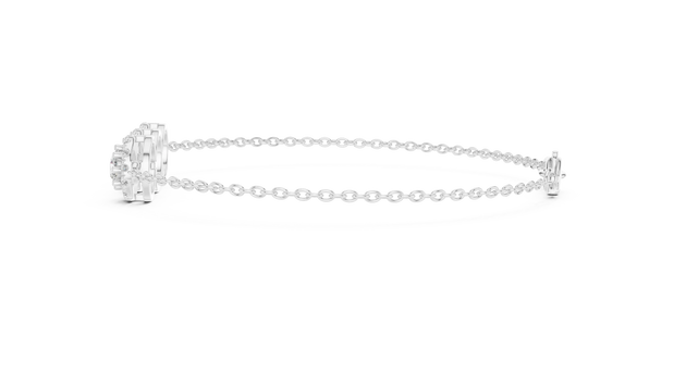 Side-Profile: Round Diamond Bracelet with Pave Setting in 14k White Gold - Lab Grown - Driona Jewels