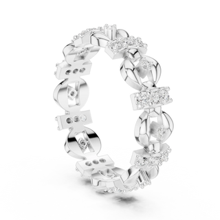 Three-quarter-view: Round Diamond Bracelet with Pave Setting in 14k White Gold - Lab Grown - Driona Jewels